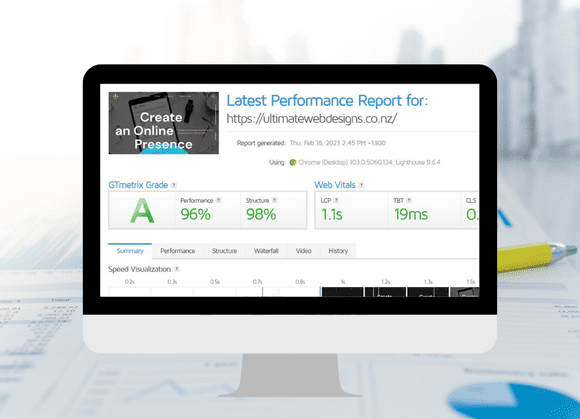 Website performance report in computer